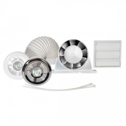 Aura 100mm 4" In-line Shower Timer Fan Kit with LED Light