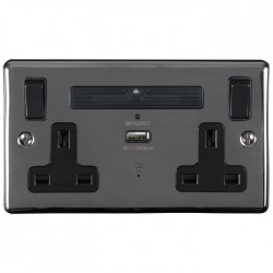 Enhance 2-Gang 13A Switched Socket with 2.4A USB and Wi-Fi Extender Black Nickel