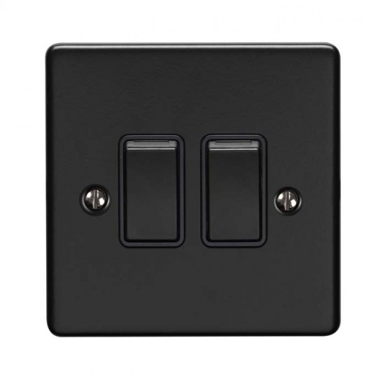 Enhance 2-Gang 2-Way Light Switch Matt Black
