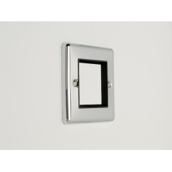 Enhance 1-Gang 2-Module Euro Media Plate Polished Chrome with Black Insert