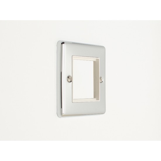 Enhance 1-Gang 2-Module Euro Media Plate Polished Chrome with White Insert