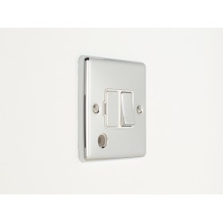 Enhance 13A DP Switched Fused Spur with Flex Outlet Polished Chrome and White Insert