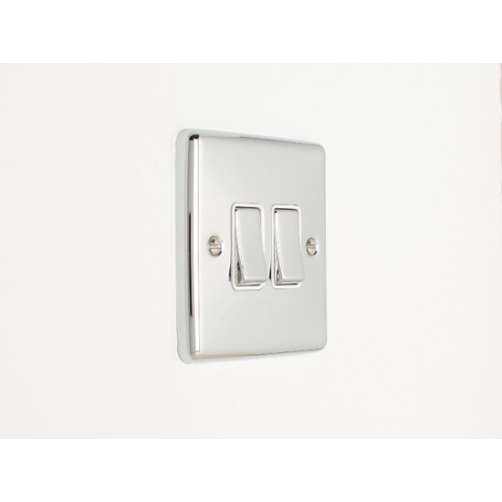 Enhance 2-Gang 2-Way Light Switch Polished Chrome with White Insert