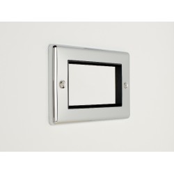 Enhance 2-Gang 4-Module Euro Media Plate Polished Chrome with Black Insert