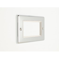 Enhance 2-Gang 4-Module Euro Media Plate Polished Chrome with White Insert