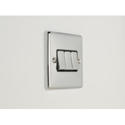 Enhance 3-Gang 2-Way Light Switch Polished Chrome with Black Insert