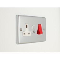 Enhance 45A DP Switch with 13A Socket Polished Chrome and White Insert