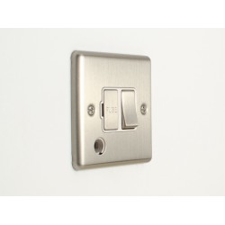 Enhance 13A DP Switched Fused Spur with Flex Outlet Satin Chrome and White Insert