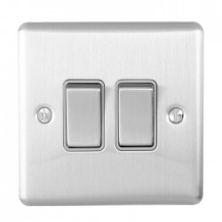 Enhance 2-Gang 2-Way Light Switch Satin Chrome with Grey Insert