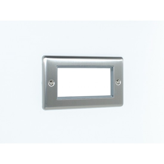 Enhance 2-Gang 4-Module Euro Media Plate Satin Chrome with Grey Insert