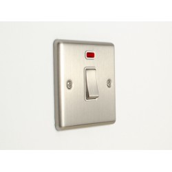Enhance 20A DP Switch Satin Chrome with Neon and White Insert