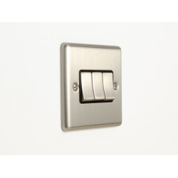 Enhance 3-Gang 2-Way Light Switch Satin Chrome with Black Insert