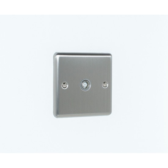 Enhance Single TV Coaxial Socket Outlet Satin Chrome with Grey Insert