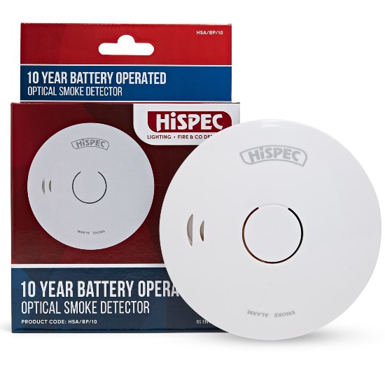 HiSPEC 10YR Lithium Battery Operated Optical Smoke Alarm