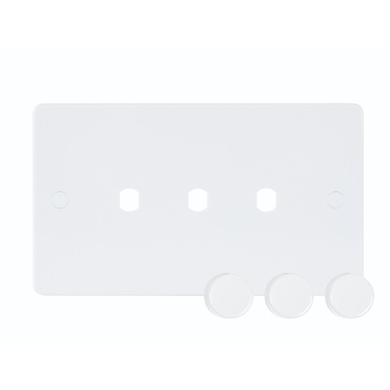 Niglon Median 3-Gang Dimmer Plate and Knobs